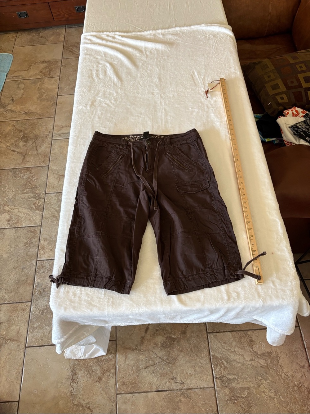 Women’s Brown Cargo Drawstring Shorts